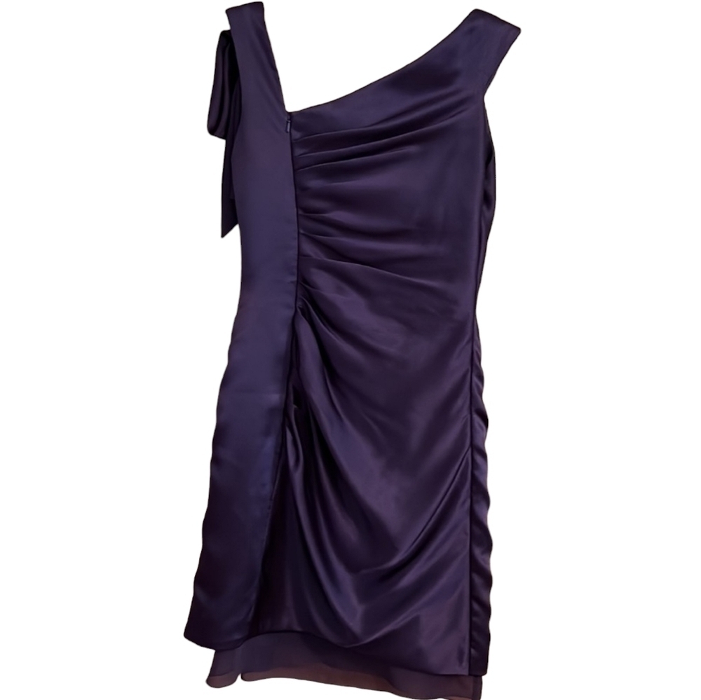 White by Vera Wang Ruched One Shoulder Purple Formal Party Dress, Size 6 - Picture 5 of 6